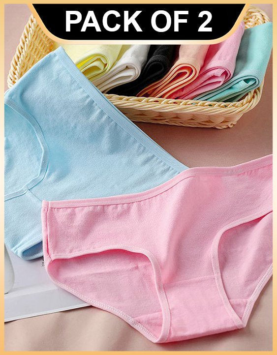 Cotton Hipster Panties for Women by fashokart (Multi-color) (Pack of 2)