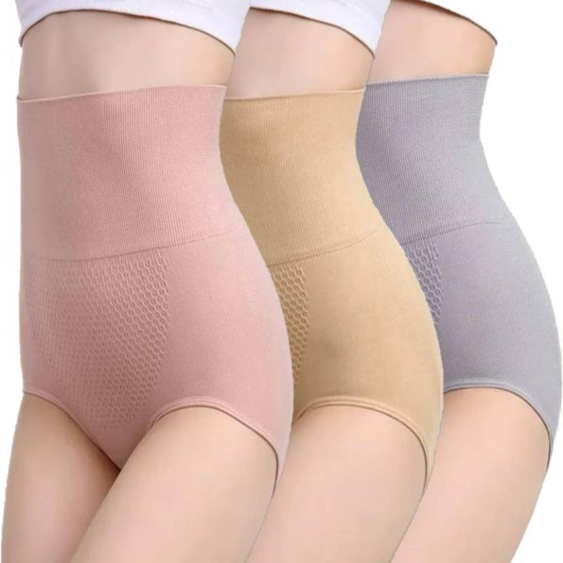 Fashokart Women's Nylon Cotton Spandex Tummy Control Midwaist Hipster Panty (Pack of 3) - Multicolour