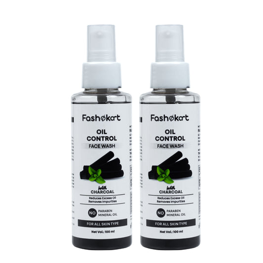 Fashokart Activated Charcoal Face Wash | Oil Control | Unclog Pores | Deep Cleansing | Blackheads Removal - 100ml - Pack of 2